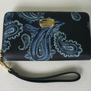 Michael Kors navy paisley wallet